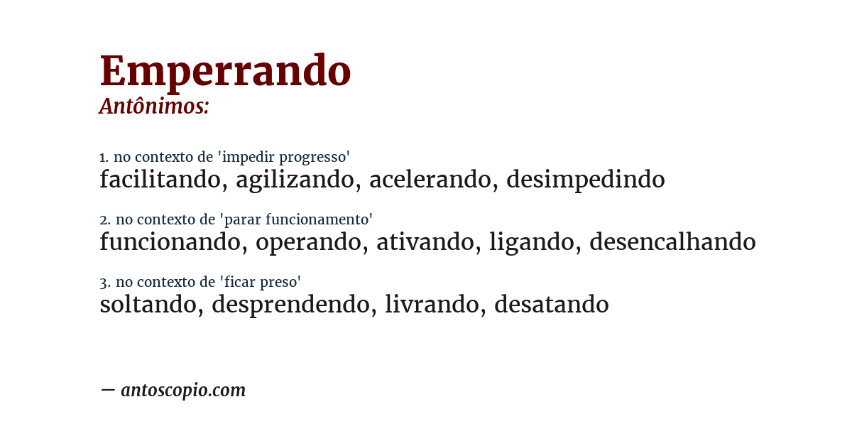 Antônimo de emperrando