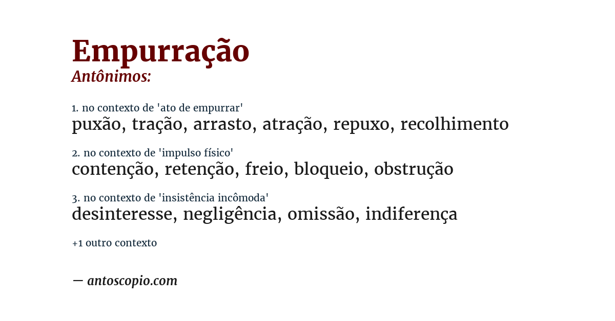 Antônimo de empurração