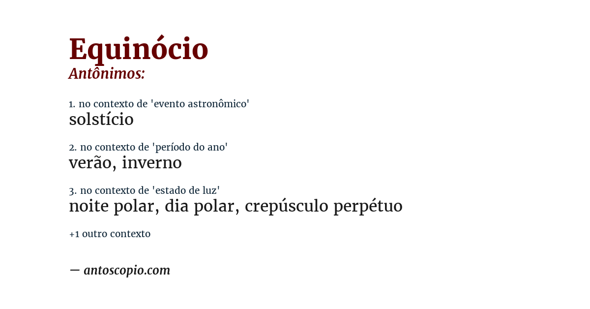 Antônimo de equinócio