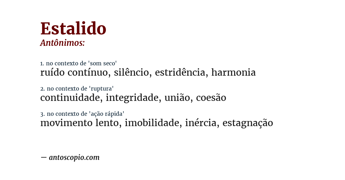 Antônimo de estalido