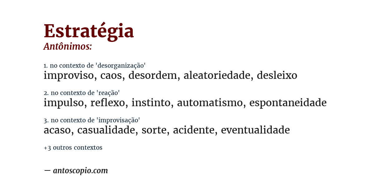 Antônimo de estratégia
