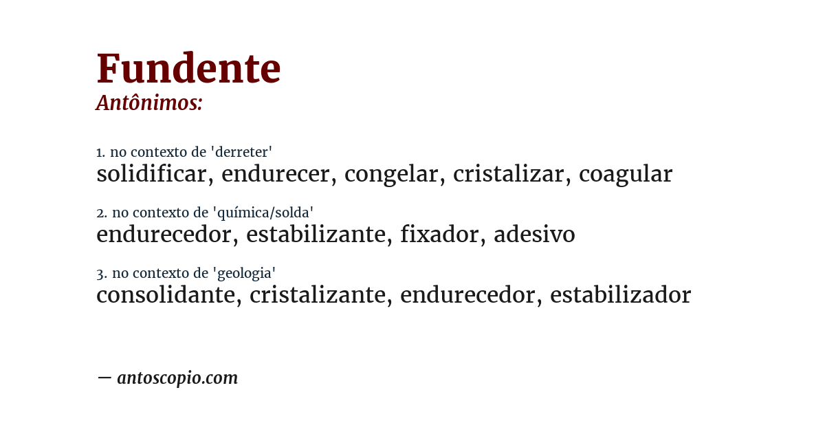Antônimo de fundente