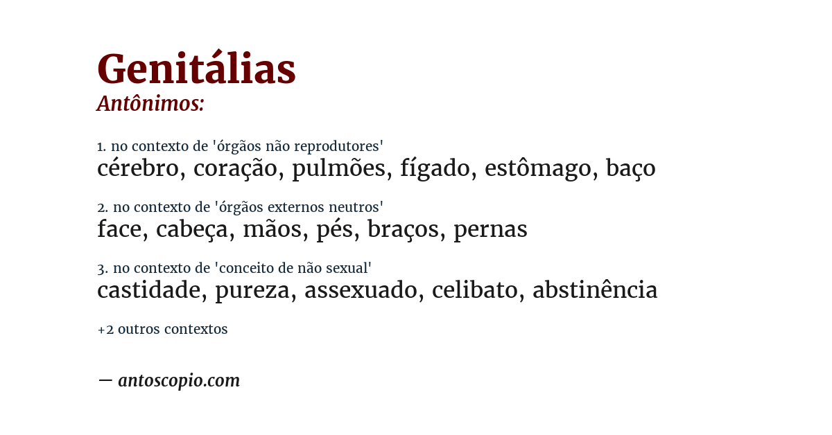 Antônimo de genitálias
