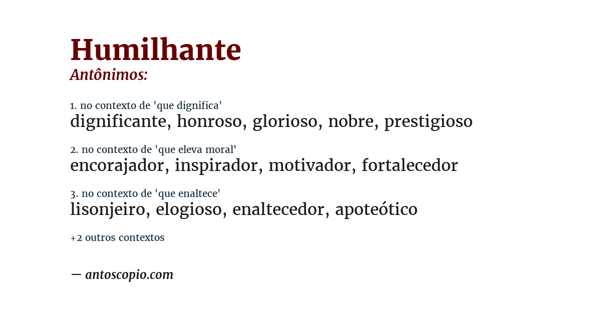Antônimo de humilhante