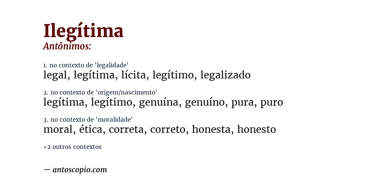 Antônimo de ilegítima