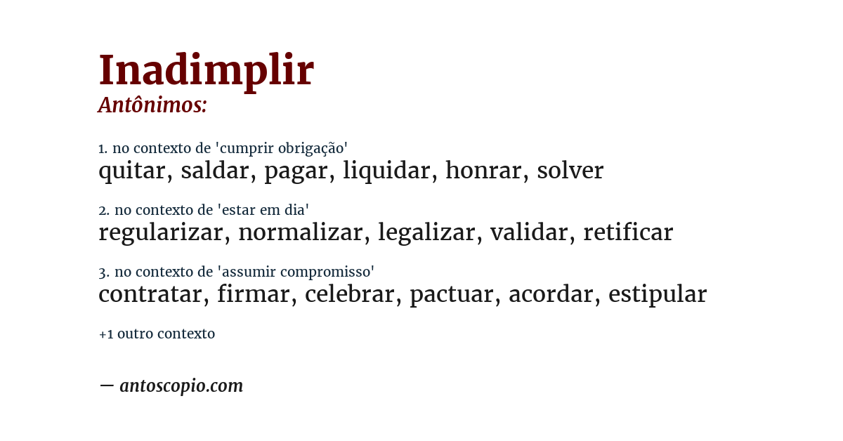 Antônimo de inadimplir