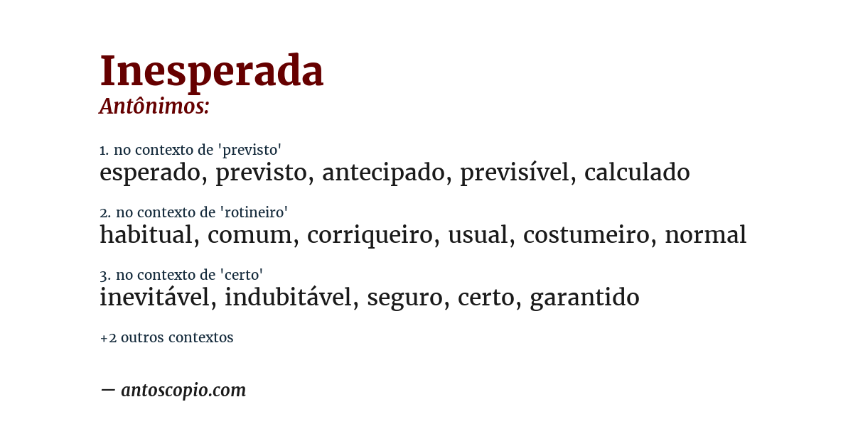 Antônimo de inesperada