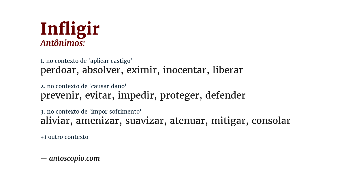 Antônimo de infligir