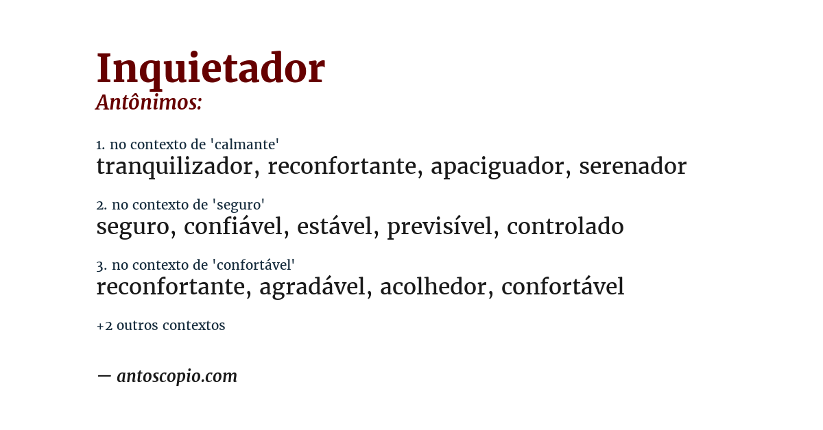 Antônimo de inquietador