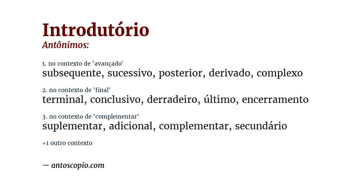 Antônimo de introdutório