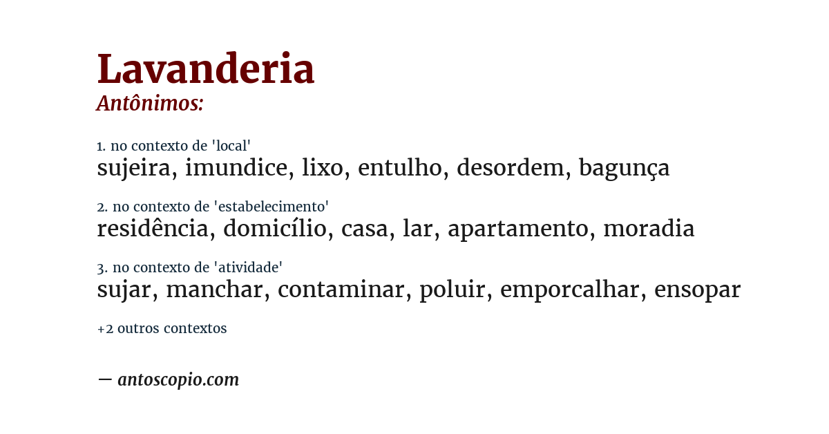 Antônimo de lavanderia