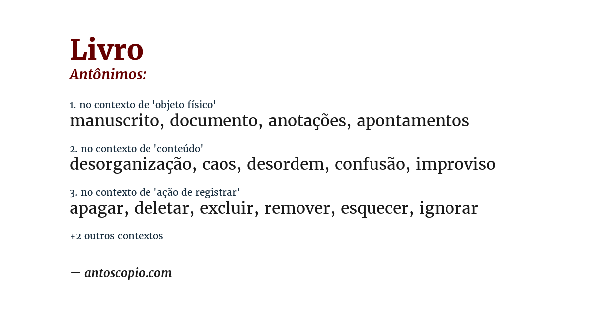 Antônimo de livro