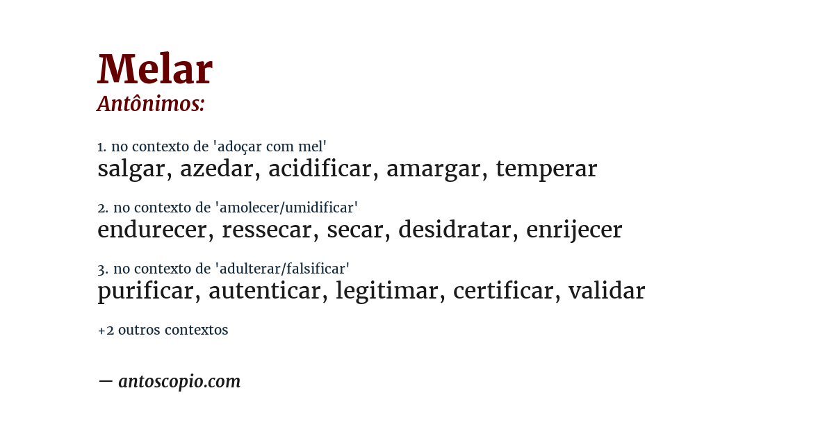 Antônimo de melar