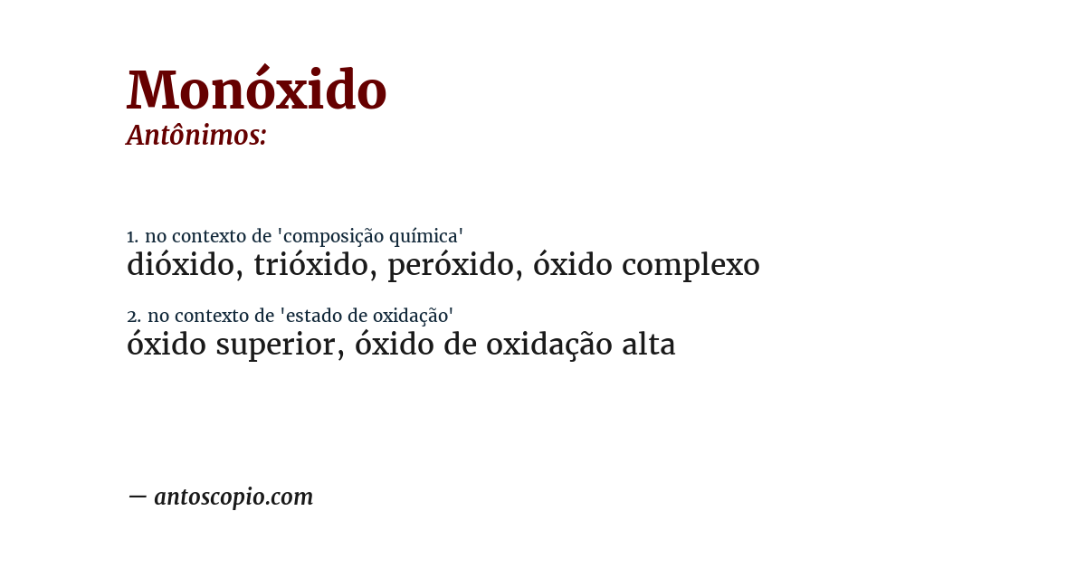 Antônimo de monóxido