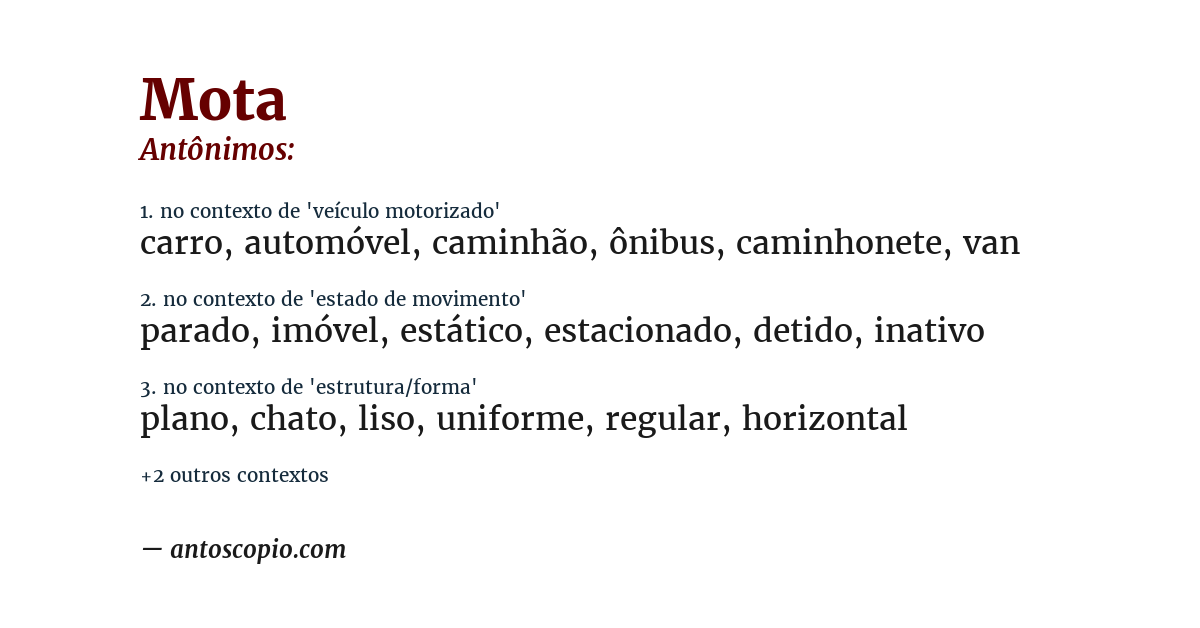 Antônimo de mota