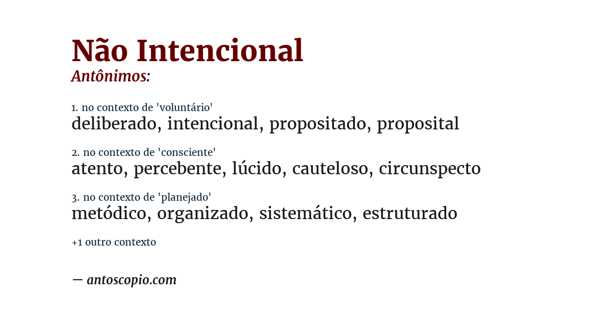 Antônimo de não intencional