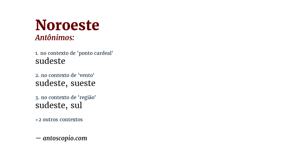 Antônimo de noroeste