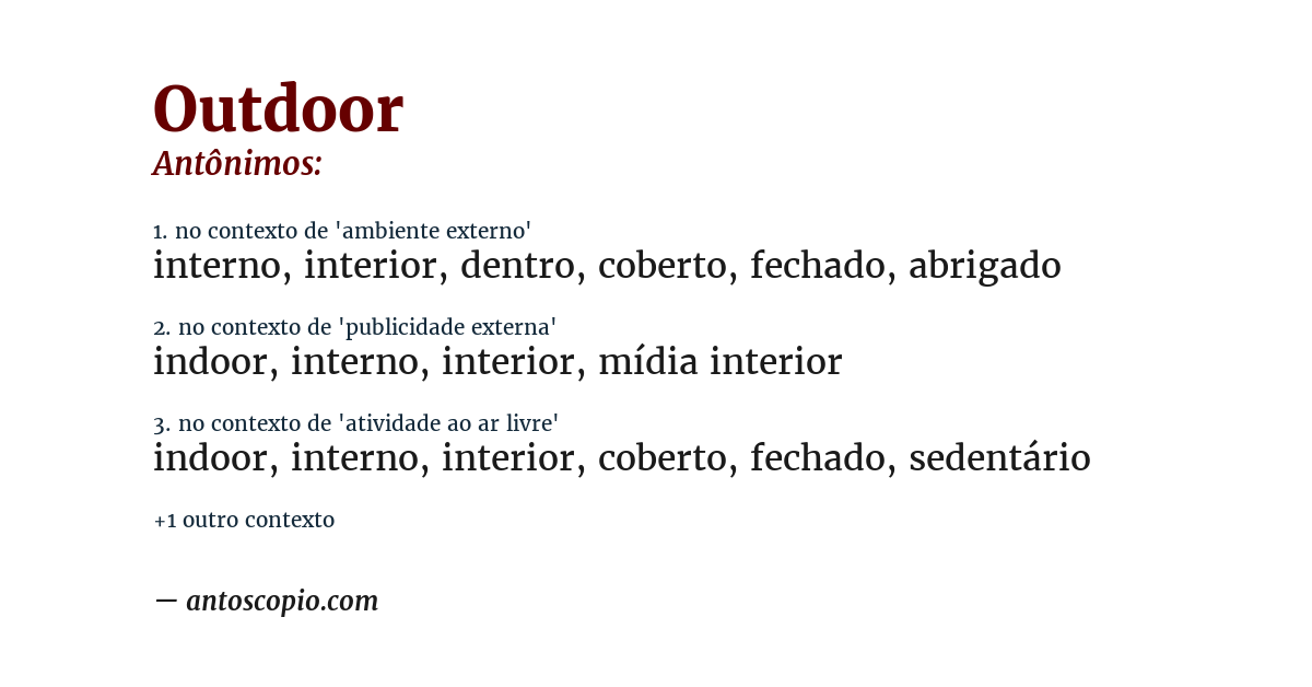 Antônimo de outdoor