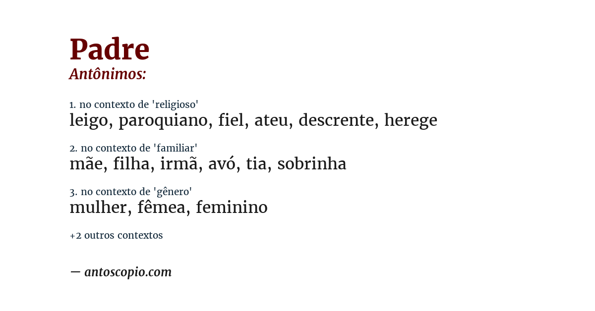 Antônimo de padre
