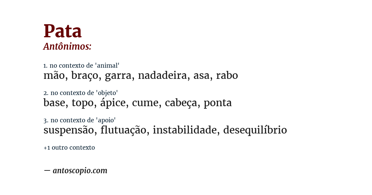 Antônimo de pata