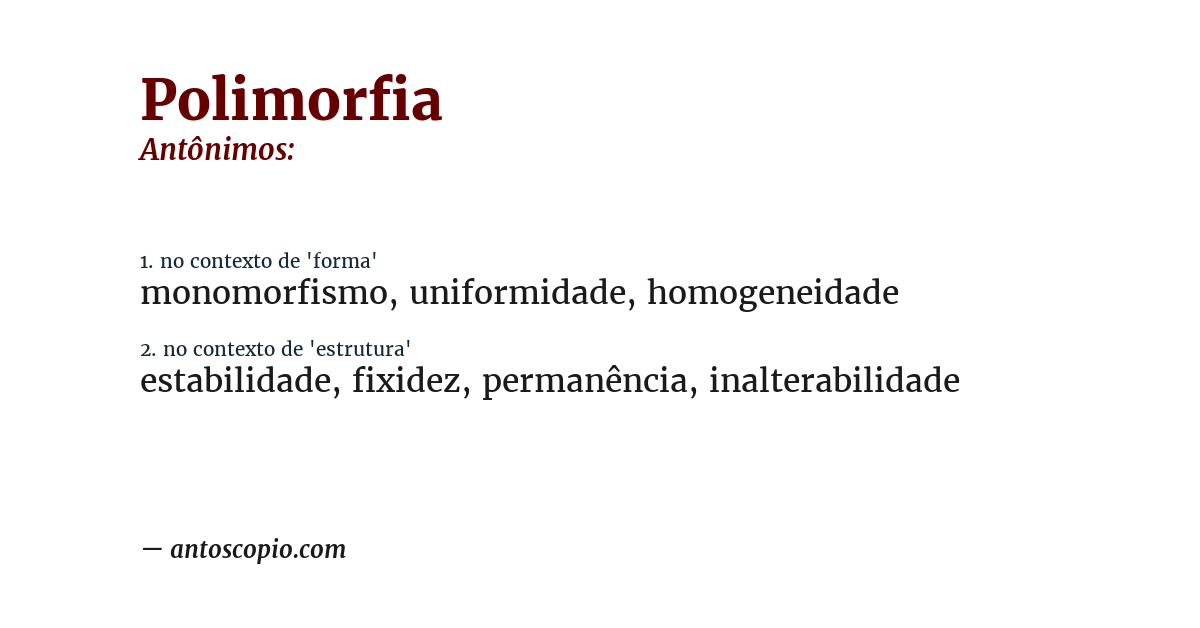 Antônimo de polimorfia