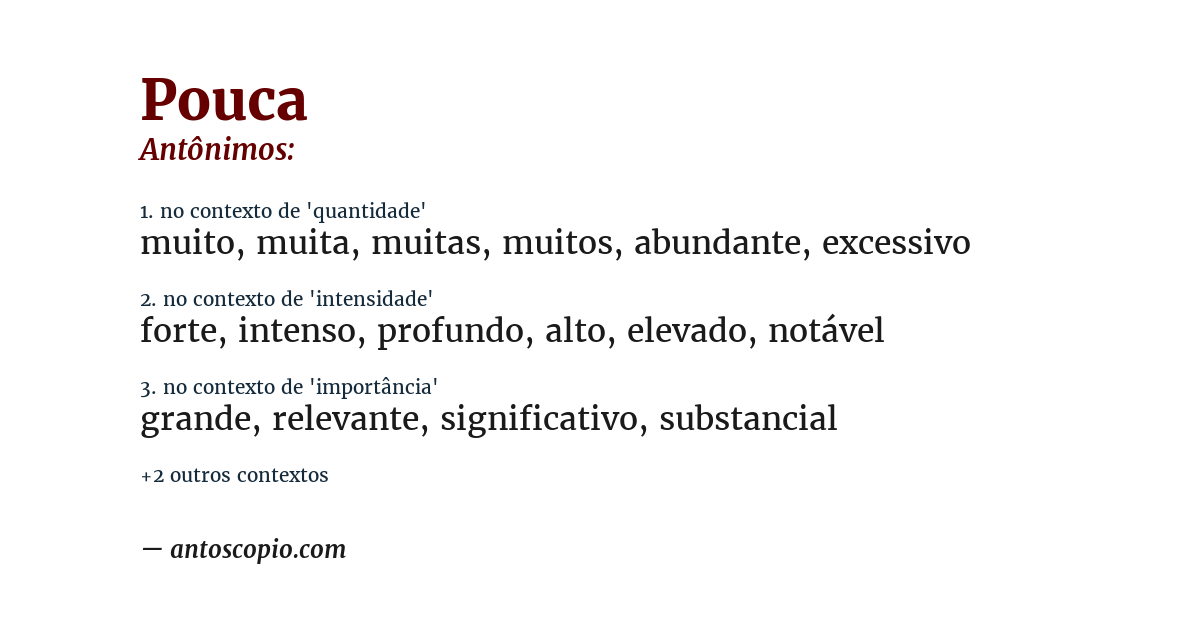 Antônimo de pouca