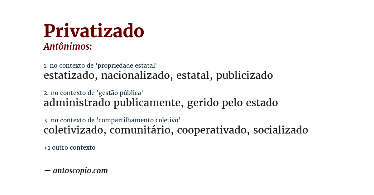 Antônimo de privatizado