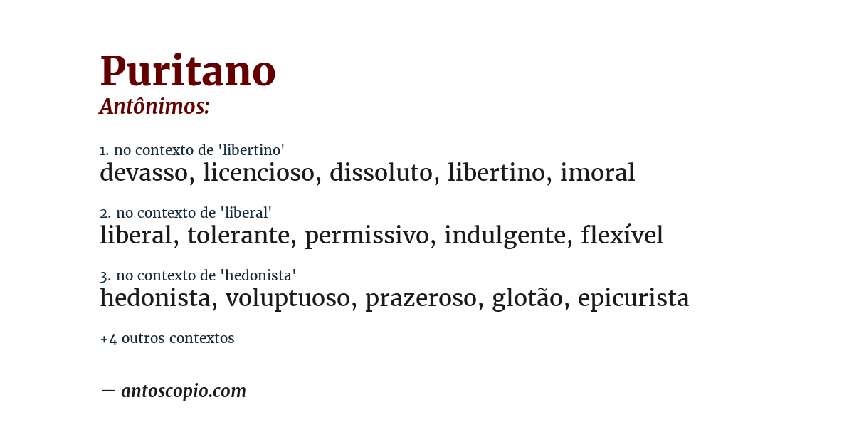 Antônimo de puritano