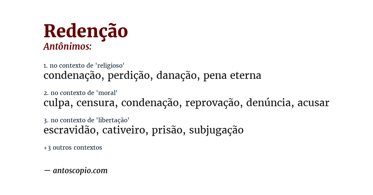 Antônimo de redenção