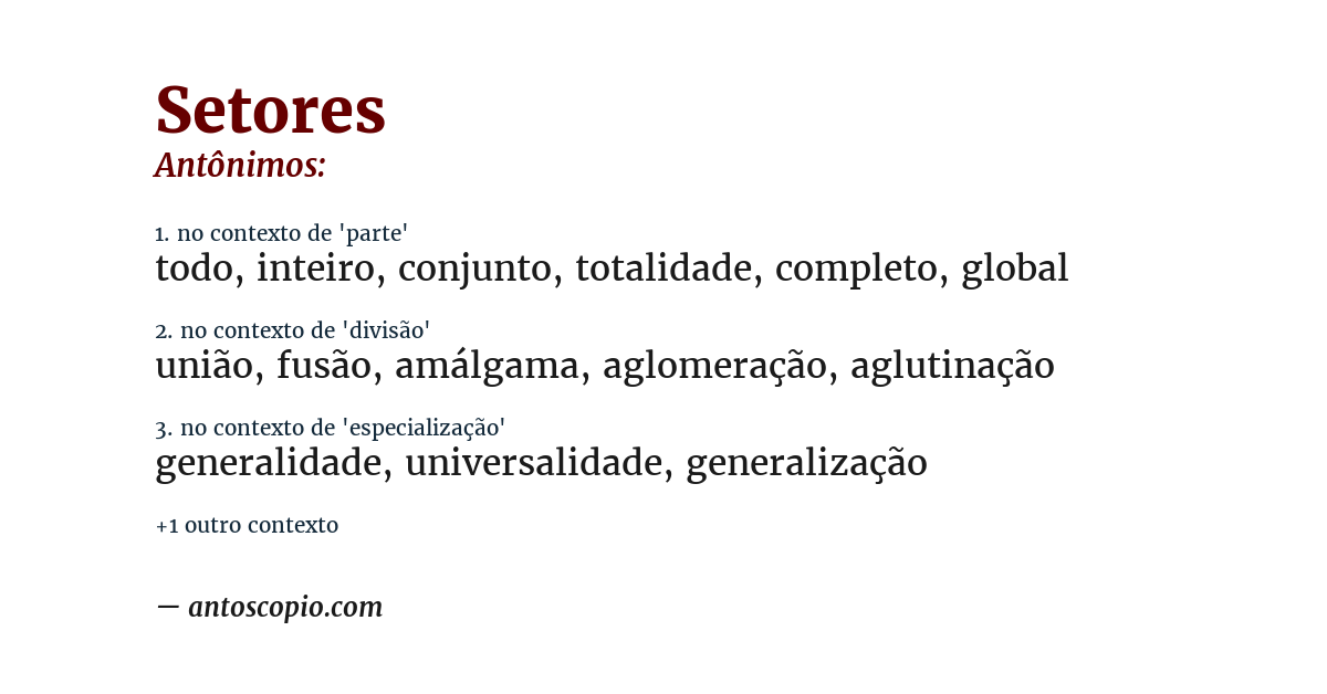 Antônimo de setores