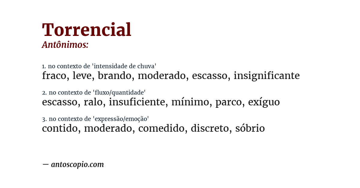 Antônimo de torrencial