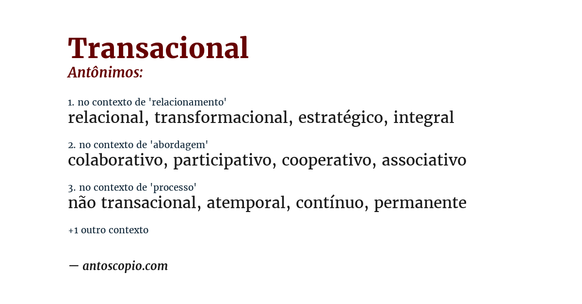 Antônimo de transacional