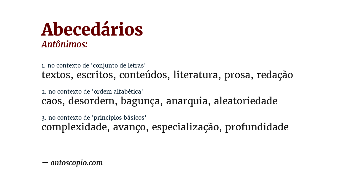 Antônimo de abecedários