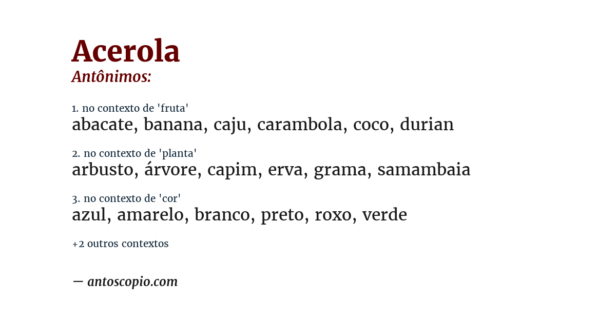 Antônimo de acerola
