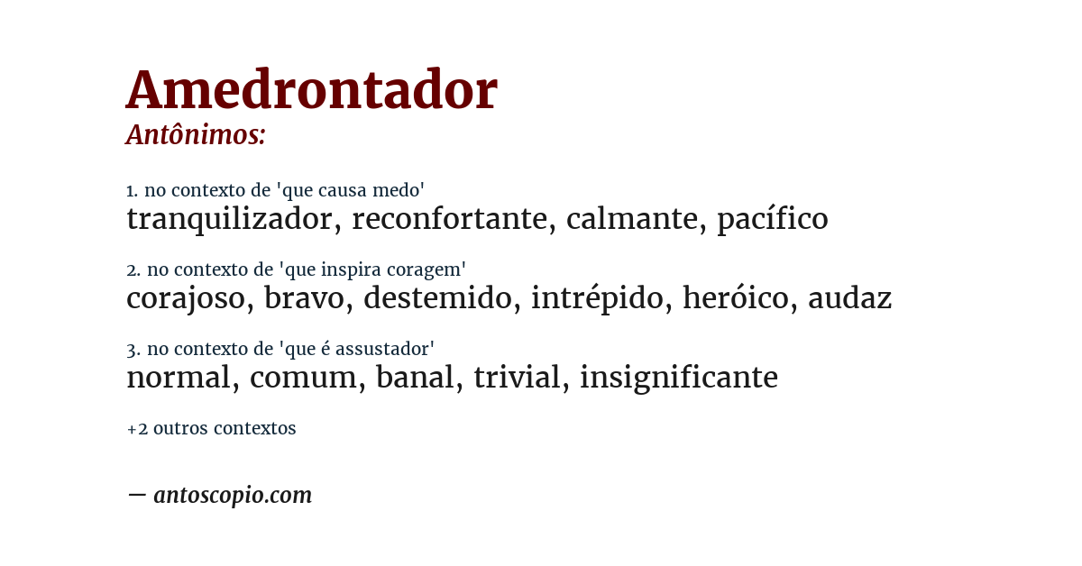 Antônimo de amedrontador