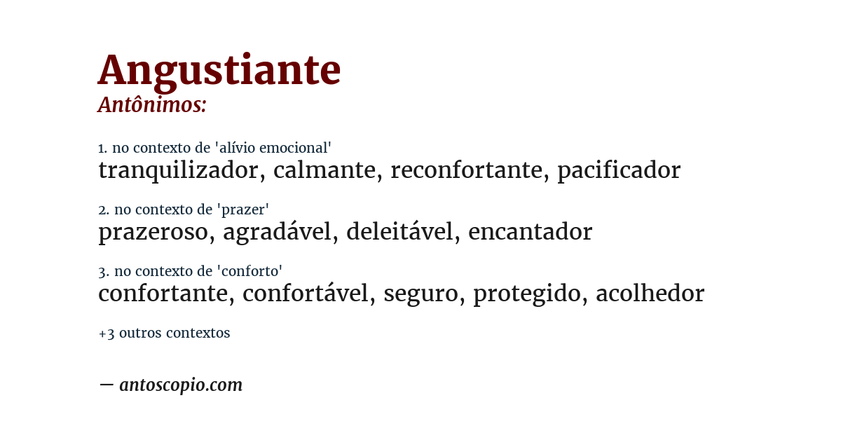 Antônimo de angustiante