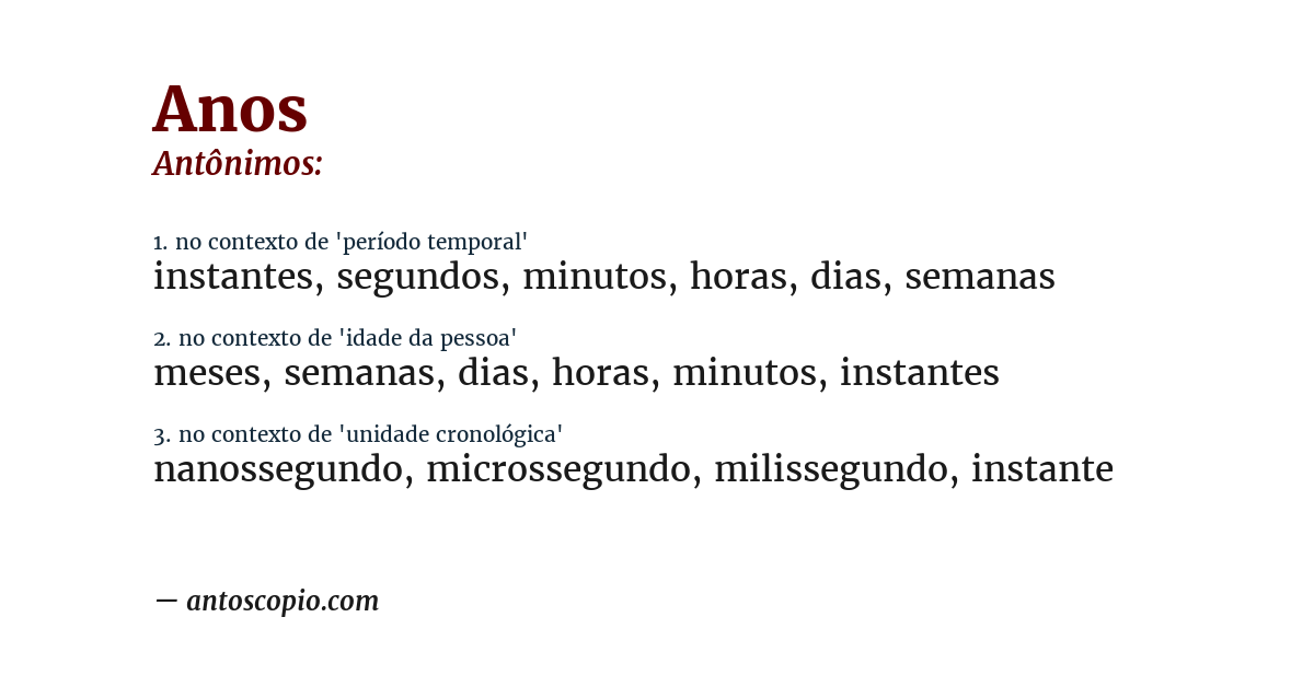 Antônimo de anos