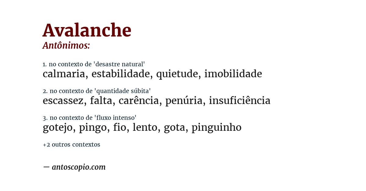 Antônimo de avalanche
