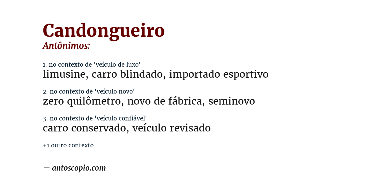 Antônimo de candongueiro
