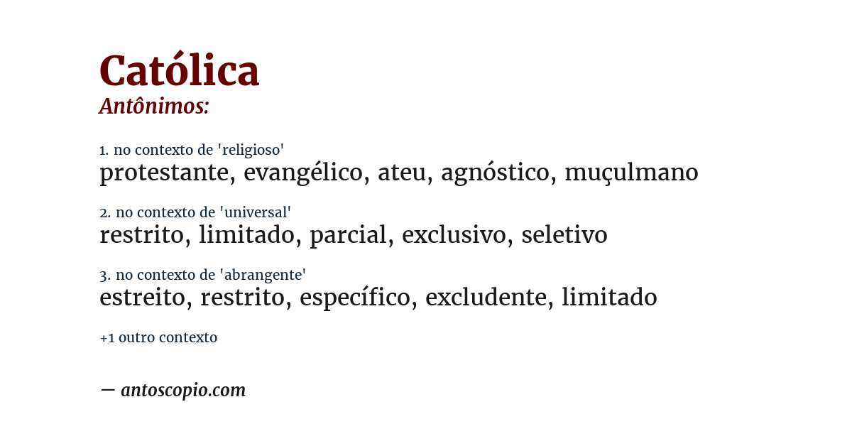 Antônimo de católica