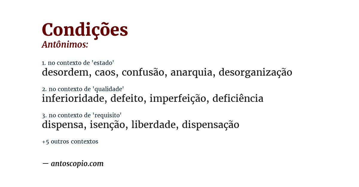Antônimo de condições