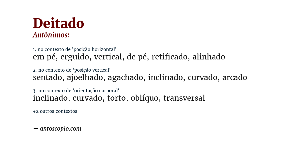 Antônimo de deitado