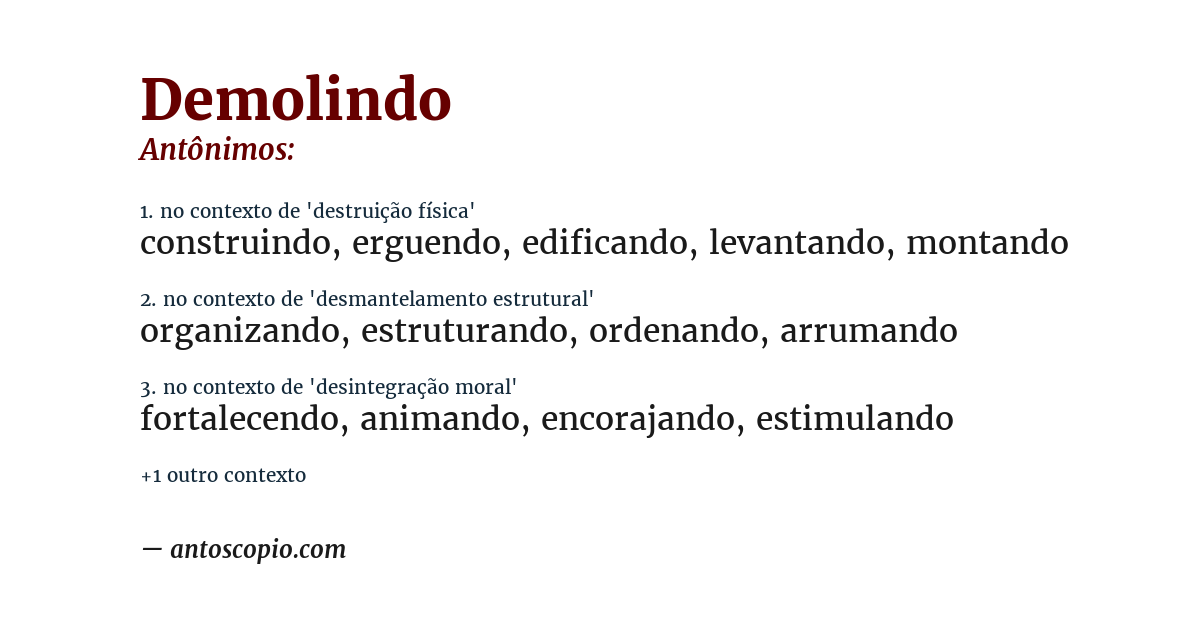 Antônimo de demolindo