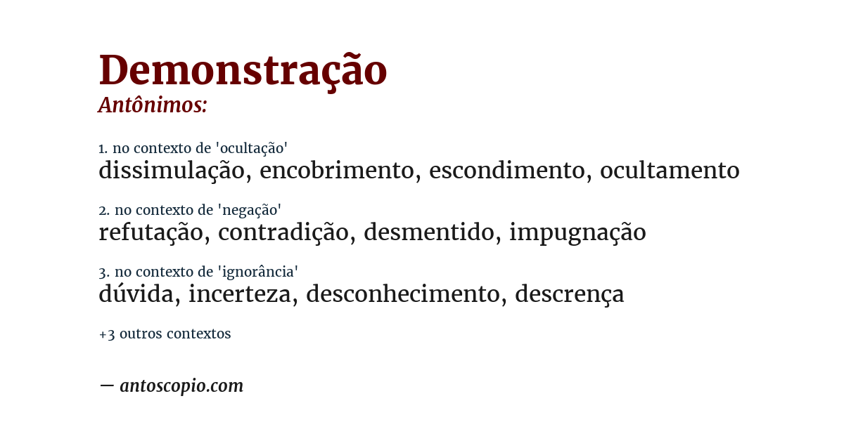 Antônimo de demonstração