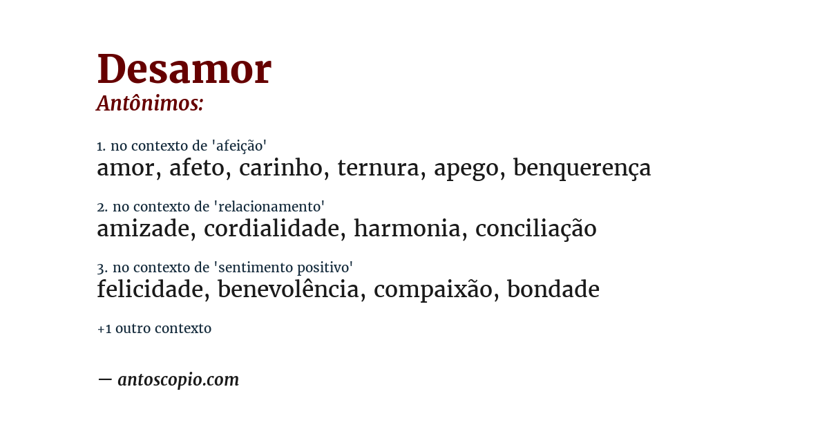 Antônimo de desamor