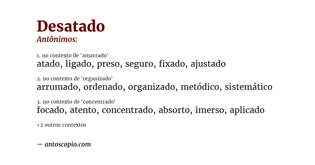 Antônimo de desatado