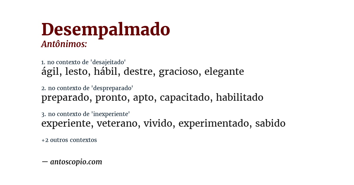 Antônimo de desempalmado
