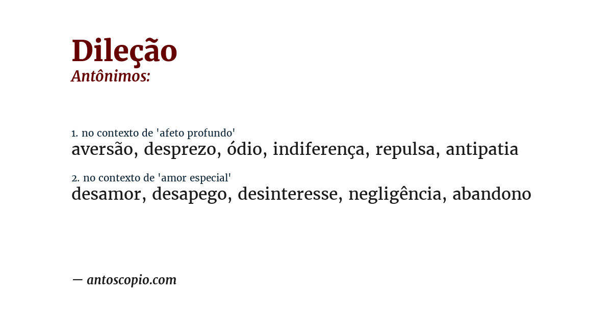 Antônimo de dileção