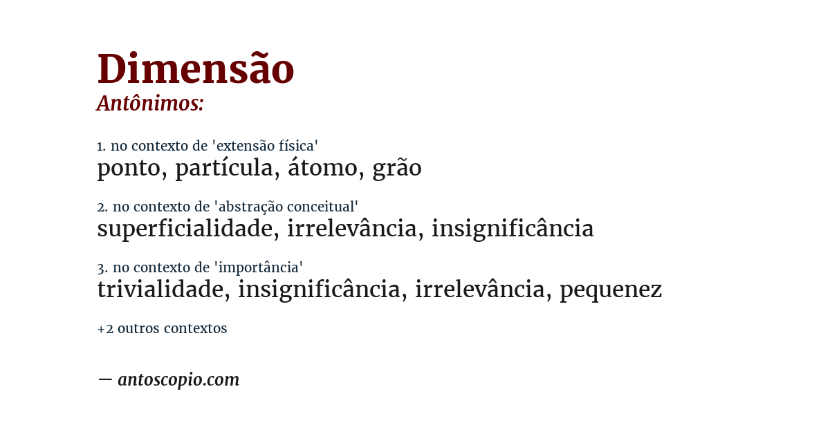 Antônimo de dimensão