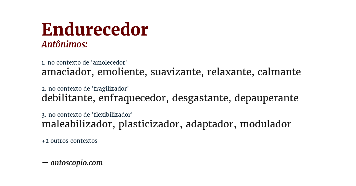 Antônimo de endurecedor